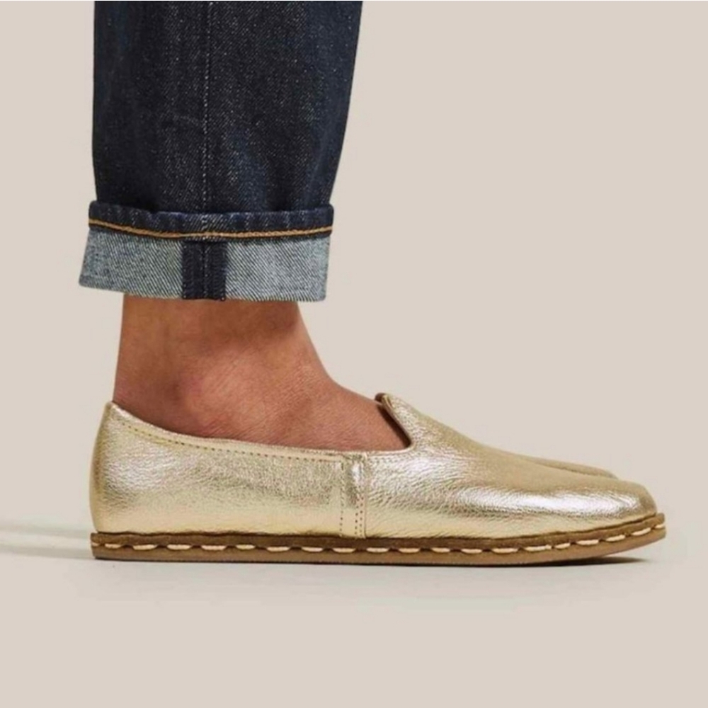 Sabah Gold Leather Loafers